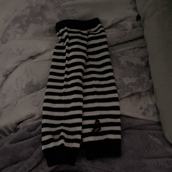 Amazon Accessories - Tim Burton Style Black and White Striped Bracelet Cuffs/Fingerless Gloves